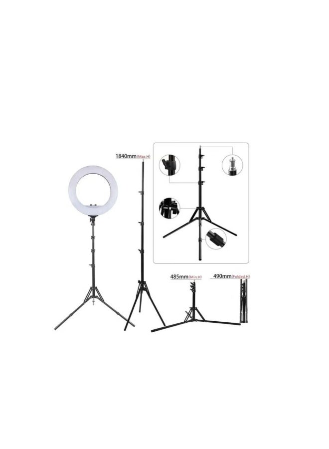 مصباح حلقي RL-18 مع جهاز تحكم عن بعد وحامل لثلاثة هواتف - Image 2